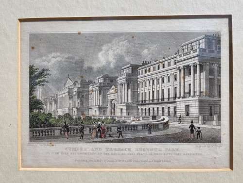 CUMBERLAND TERRACE ANTIQUE 1820S SHEPHERD DESIGN AND TINGLE ENGRAVING WITH SOME HAND COLOURING