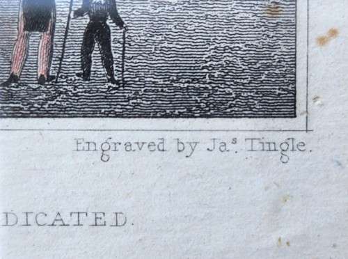 CUMBERLAND TERRACE ANTIQUE 1820S SHEPHERD DESIGN AND TINGLE ENGRAVING WITH SOME HAND COLOURING