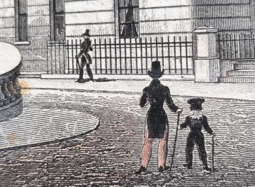 CUMBERLAND TERRACE ANTIQUE 1820S SHEPHERD DESIGN AND TINGLE ENGRAVING WITH SOME HAND COLOURING