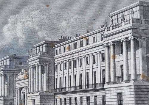 CUMBERLAND TERRACE ANTIQUE 1820S SHEPHERD DESIGN AND TINGLE ENGRAVING WITH SOME HAND COLOURING