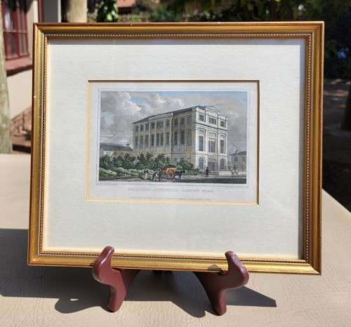ANTIQUE 1820S SHEPHERD DESIGN AND McCLATCHIE ENGRAVED PRINT WITH SOME HAND COLOURING  BUILDING