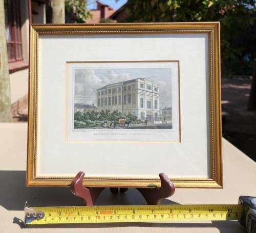 ANTIQUE 1820S SHEPHERD DESIGN AND McCLATCHIE ENGRAVED PRINT WITH SOME HAND COLOURING  BUILDING