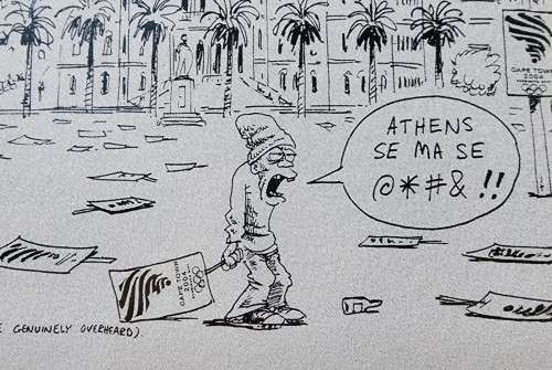 ZAPIRO CARTOON PRINT FRAMED AND SIGNED BY ARTIST IN PENCIL