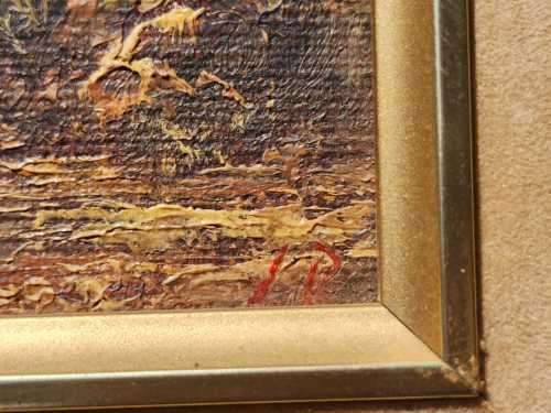 SA LISTED ARTIST LOUIS REPSOLD! (1948-) STUNNING OIL MINIATURE MOUNTAINOUS SCENE WITH WATER