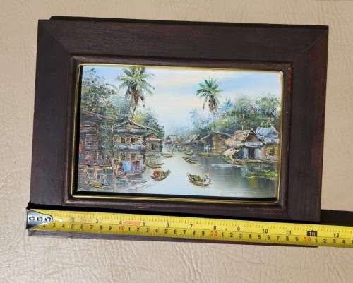 SOUTH EAST ASIA FISHING VILLAGE AN ORIGINAL OIL PAINTING BY VIRATH