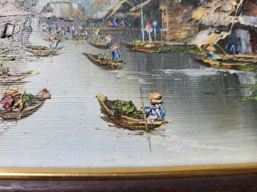 SOUTH EAST ASIA FISHING VILLAGE AN ORIGINAL OIL PAINTING BY VIRATH
