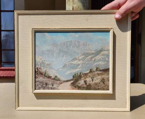 MOUNTAIN PASS 1980 ORIGINAL OIL PAINTING BY M DE JAGER (SA ARTIST)