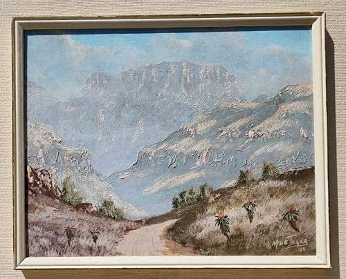 MOUNTAIN PASS 1980 ORIGINAL OIL PAINTING BY M DE JAGER (SA ARTIST)