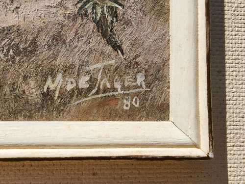 MOUNTAIN PASS 1980 ORIGINAL OIL PAINTING BY M DE JAGER (SA ARTIST)