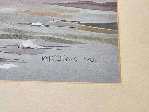 HERD OF ELEPHANTS 1980 ORIGINAL WATERCOLOUR  BY MH CILLIERS (SA ARTIST)