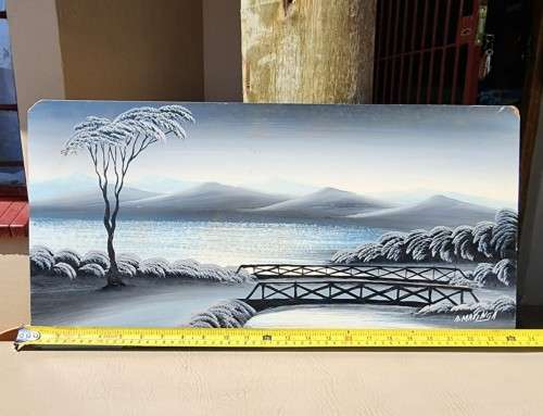 ALFRED MASINGA SA ARTIST ORIGINAL OIL ON BOARD SURREAL RIVER LANDSCAPE