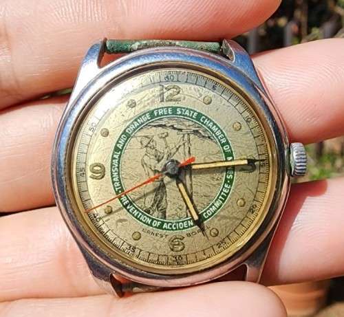 EXTREMELY RARE ERNEST BOREL TRANSVAAL AND ORANGE FREE STATE CHAMBER OF MINES WATCH ISSUED TO A H REX