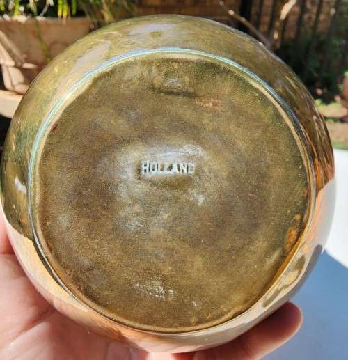 VINTAGE MADE IN HOLLAND COPPER AND BRASS COFFEE POT WITH WRAPPED HANDLE