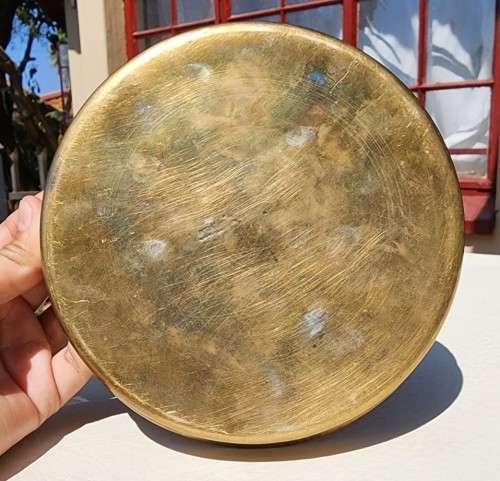 LARGE BRASS PLANTER WITH ROSE EMBOSSED BAND AND DOORKNOB HANDLES