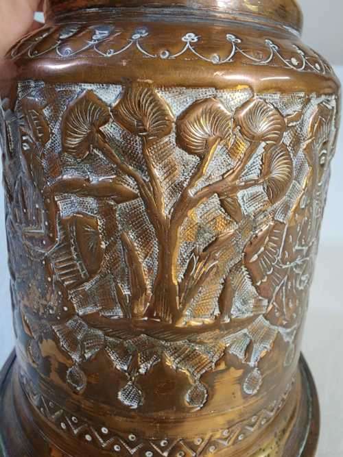 VINTAGE HAND ETCHED INDO ISLAMIC COPPER HOOKAH (TABACCO SMOKING) BASE BOTTLE