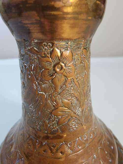 VINTAGE HAND ETCHED INDO ISLAMIC COPPER HOOKAH (TABACCO SMOKING) BASE BOTTLE