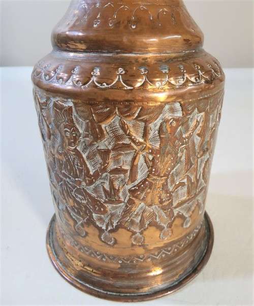 VINTAGE HAND ETCHED INDO ISLAMIC COPPER HOOKAH (TABACCO SMOKING) BASE BOTTLE
