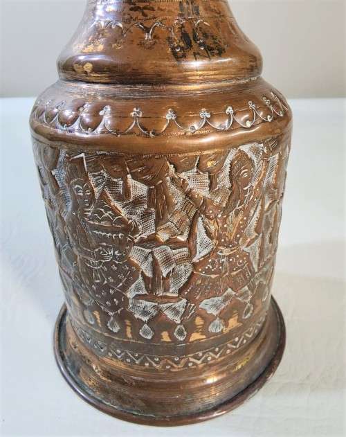 VINTAGE HAND ETCHED INDO ISLAMIC COPPER HOOKAH (TABACCO SMOKING) BASE BOTTLE