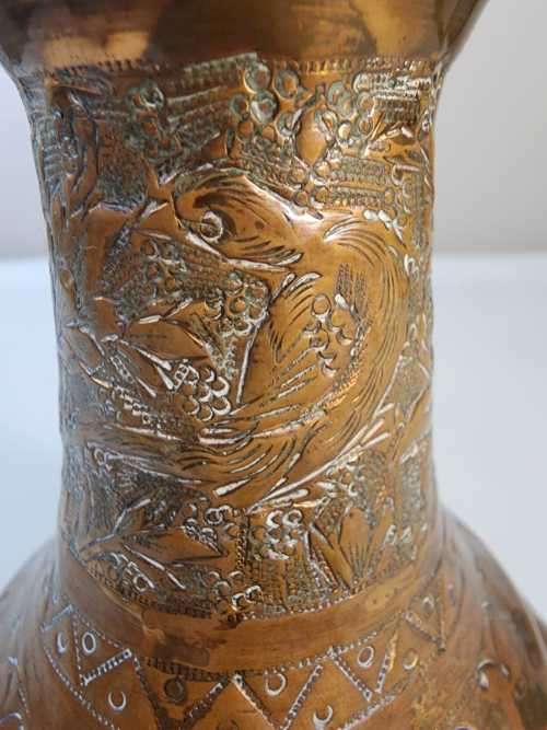 VINTAGE HAND ETCHED INDO ISLAMIC COPPER HOOKAH (TABACCO SMOKING) BASE BOTTLE