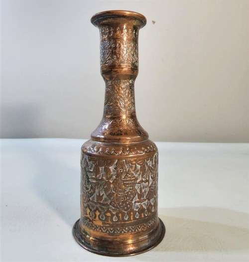 VINTAGE HAND ETCHED INDO ISLAMIC COPPER HOOKAH (TABACCO SMOKING) BASE BOTTLE