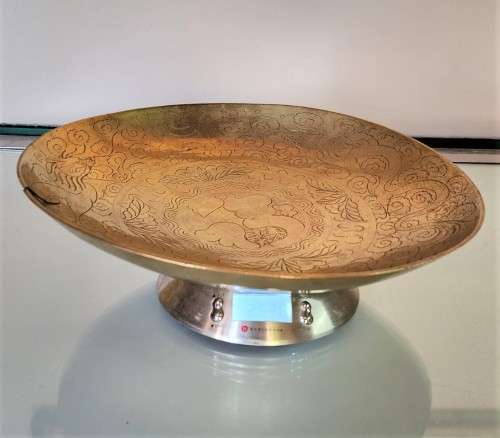 BRASS ENGRAVED BOWL VERY LARGE 40CM DIAMETER AND HEAVY 2,5KG (BASE METAL VALUE R250!)