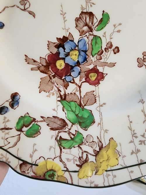 SET OF 5 ROYAL DOULTON ENGLAND D4941 (1929-1964) KEW PATTERN HAND PAINTED! DESSERT PLATES