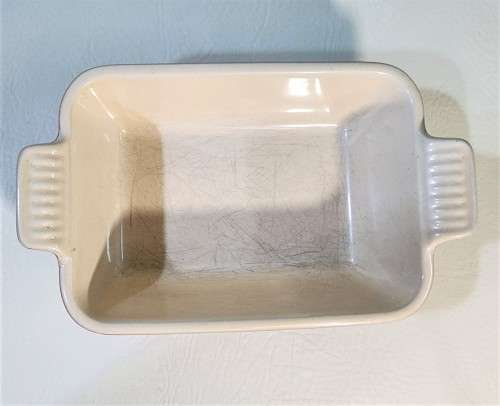 VINTAGE 1990S LE CREUSET FRANCE CERISE RED ENAMELED STONEWARE RECTANGULAR DISH