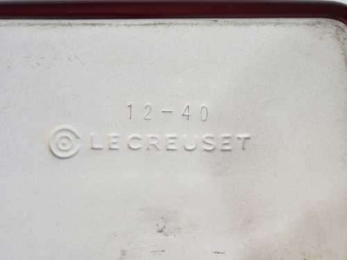 VINTAGE 1990S LE CREUSET FRANCE CERISE RED ENAMELED STONEWARE RECTANGULAR DISH