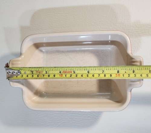 VINTAGE 1990S LE CREUSET FRANCE CERISE RED ENAMELED STONEWARE RECTANGULAR DISH