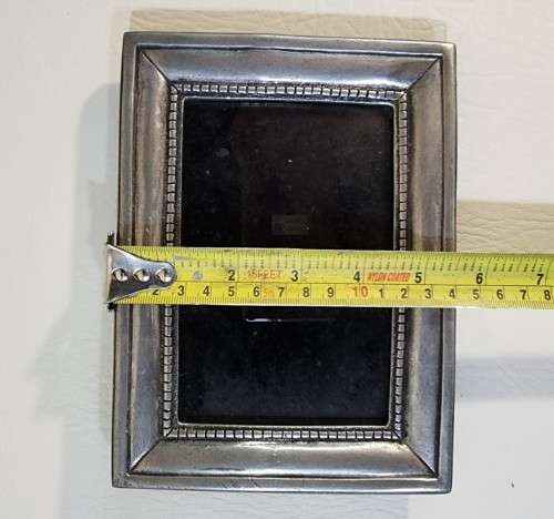 THREE SOLID 95% REAL PEWTER METAL PHOTO FRAMES  WITH GLASS IN FRONT AND TABLE FLIP STANDS