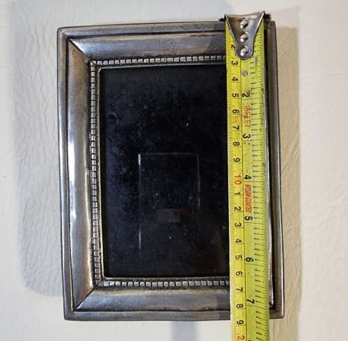 THREE SOLID 95% REAL PEWTER METAL PHOTO FRAMES  WITH GLASS IN FRONT AND TABLE FLIP STANDS