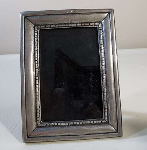 THREE SOLID 95% REAL PEWTER METAL PHOTO FRAMES  WITH GLASS IN FRONT AND TABLE FLIP STANDS