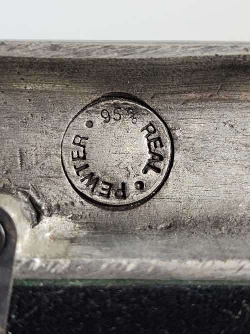 THREE SOLID 95% REAL PEWTER METAL PHOTO FRAMES  WITH GLASS IN FRONT AND TABLE FLIP STANDS