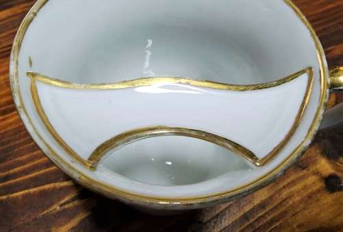 NEAR ANTIQUE (1925-1932) GENTLEMANS MOUSTACHE CUP AND SAUCER BY AUSTRIAN CARL TIELSCH ALTWASSER