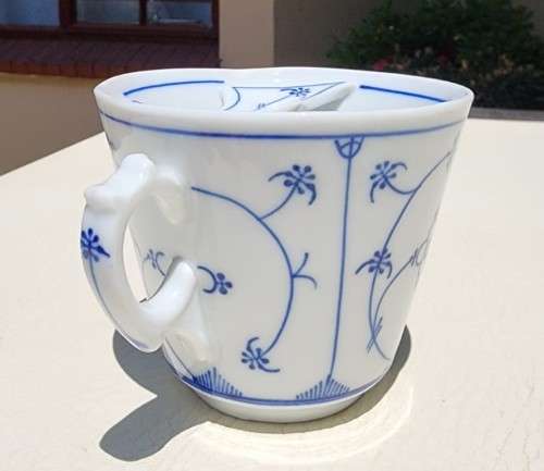 ANTIQUE GENTLEMANS MOUSTACHE (1900-1930) CUP AND SAUCER BY GERMAN PORZELLANFABRIK KALK EISENBURG