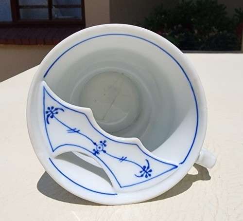 ANTIQUE GENTLEMANS MOUSTACHE (1900-1930) CUP AND SAUCER BY GERMAN PORZELLANFABRIK KALK EISENBURG