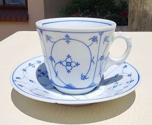 ANTIQUE GENTLEMANS MOUSTACHE (1900-1930) CUP AND SAUCER BY GERMAN PORZELLANFABRIK KALK EISENBURG