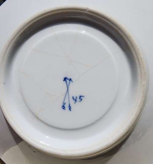 ANTIQUE GENTLEMANS MOUSTACHE (1900-1930) CUP AND SAUCER BY GERMAN PORZELLANFABRIK KALK EISENBURG