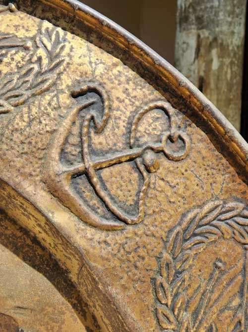 DOUBLE DECK ENGLISH WARSHIP NAUTICAL BRASS PLATE UNIQUELY HANDMADE EARLY TWENTIETH CENTURY