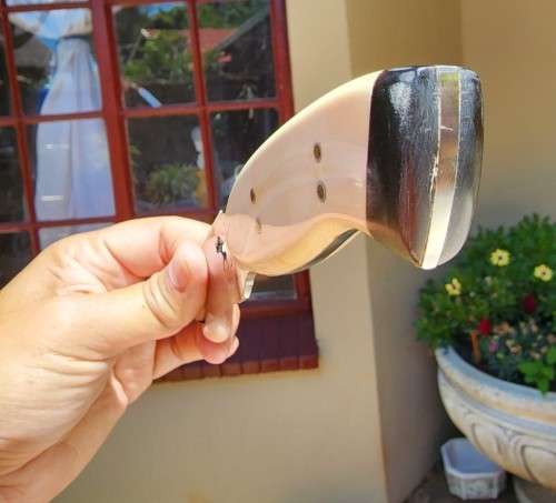 DIETLOFF BASSON WARTHOG TUSK HANDLE FIXED BLADE KNIFE IN CUSTOM WOODEN VELVET LINED BOX  SPOTLESS