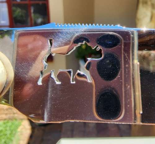 DIETLOFF BASSON WARTHOG TUSK HANDLE FIXED BLADE KNIFE IN CUSTOM WOODEN VELVET LINED BOX  SPOTLESS