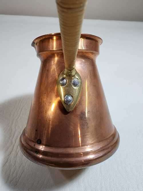GERMAN MADE COPPER AND BRASS STOVETOP COFFEE POT (BRIKI, CEZVE)