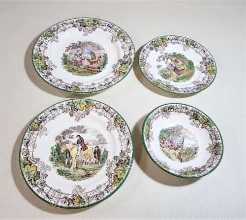 COPELAND SPODE BYRON PATTERN (1933-1969) DINNER, LUNCH AND DESERT PLATES AND FRUIT BOWL SET 1 OF 2