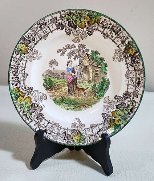 COPELAND SPODE BYRON PATTERN (1933-1969) DINNER, LUNCH AND DESERT PLATES AND FRUIT BOWL SET 1 OF 2