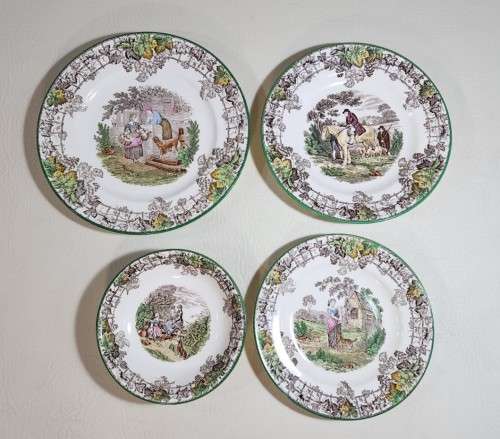 COPELAND SPODE BYRON PATTERN (1933-1969) DINNER, LUNCH AND DESERT PLATES AND FRUIT BOWL SET 2 OF 2