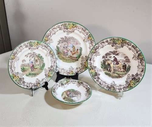 COPELAND SPODE BYRON PATTERN (1933-1969) DINNER, LUNCH AND DESERT PLATES AND FRUIT BOWL SET 2 OF 2
