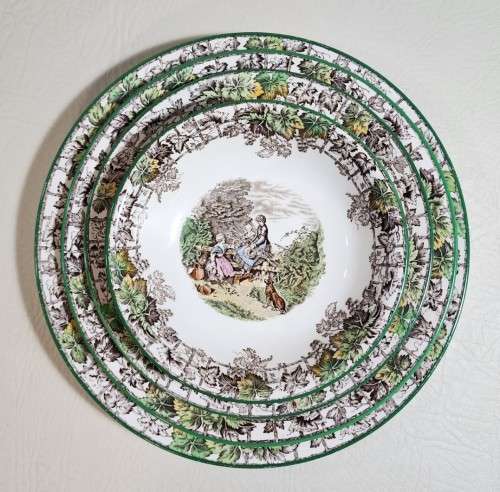 COPELAND SPODE BYRON PATTERN (1933-1969) DINNER, LUNCH AND DESERT PLATES AND FRUIT BOWL SET 2 OF 2