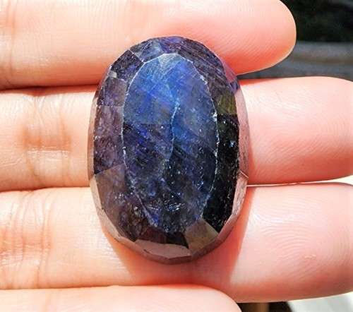 HUGE 85.42CT INDIAN BLACK TO ROYAL BLUE SAPPHIRE GEMSTONE  NATURAL GEMSTONE HEAT TREATED