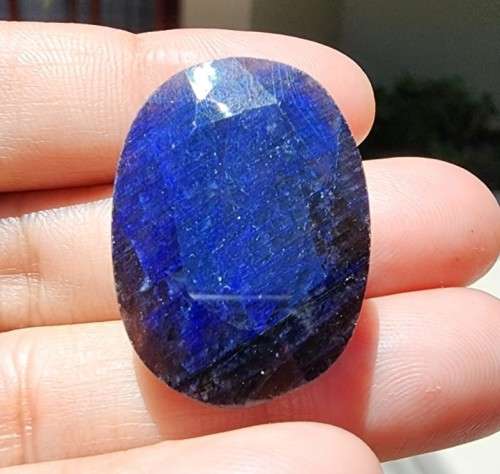 HUGE 85.42CT INDIAN BLACK TO ROYAL BLUE SAPPHIRE GEMSTONE  NATURAL GEMSTONE HEAT TREATED