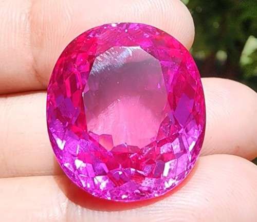 LARGE 50.35CT PINK TOPAZ GEMSTONE WITH OVAL CUT - STRONG RED UV FLUORESCENCE! - POSSIBLE SAPPHIRE!